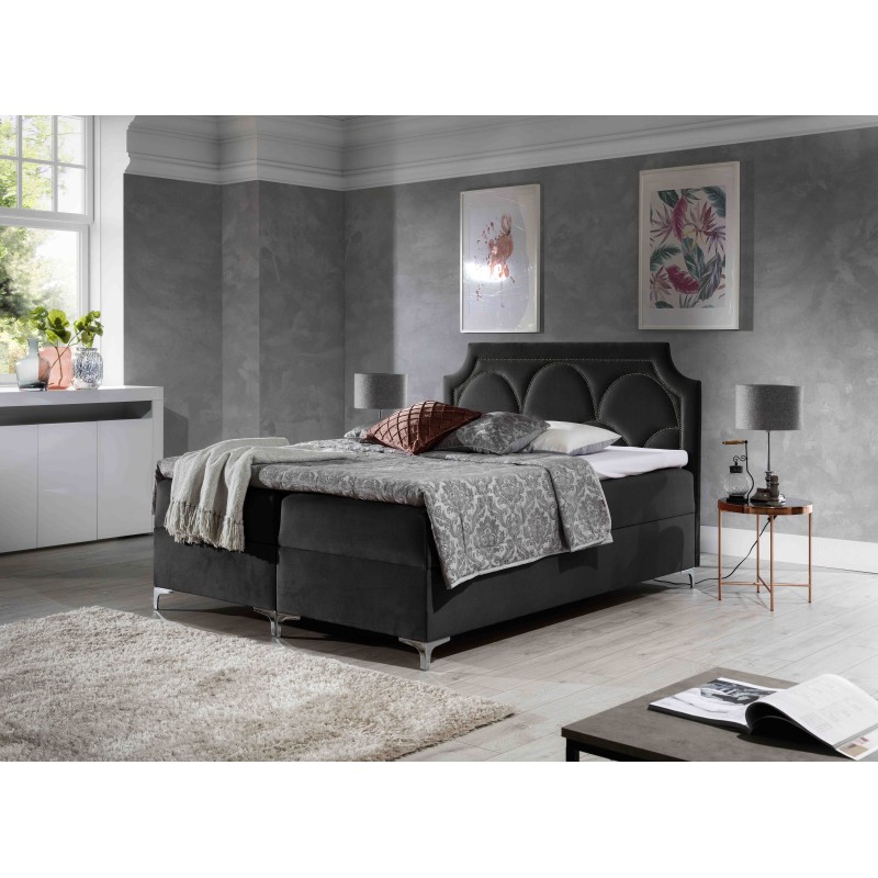 Mire continental bed with a storage container for bedding, fabric Monolith 09 Mire continental bed with a storage container for bedding, fabric Monolith 09