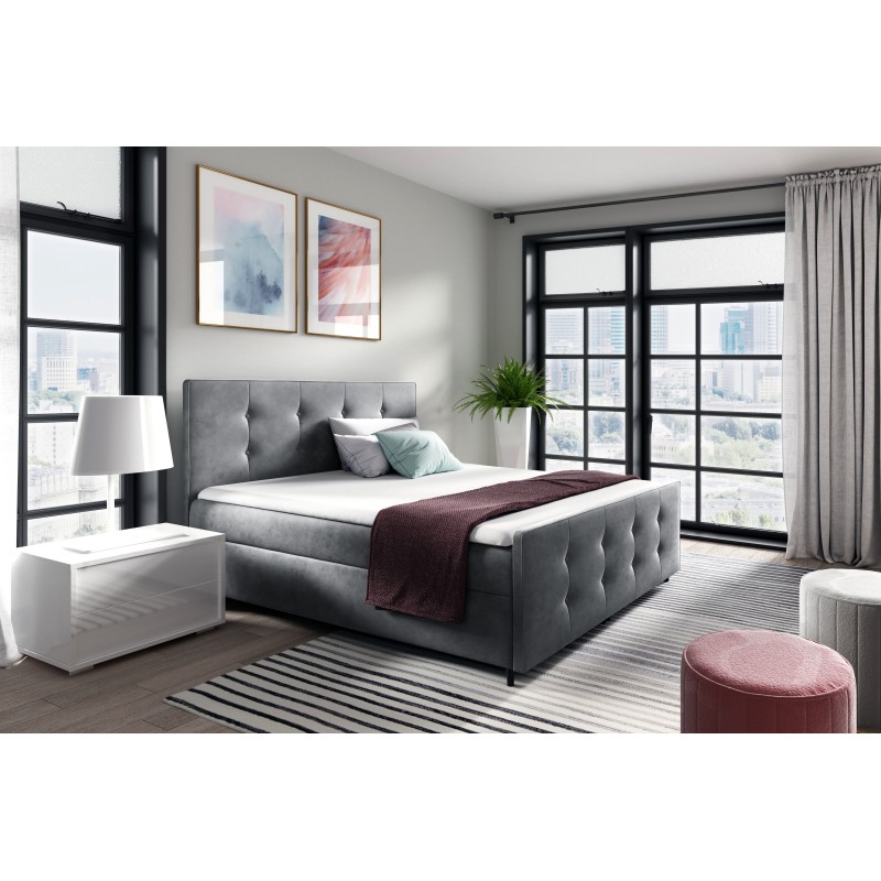 Continental bed Canto with sensory lighting in nan fabric Continental bed Canto with sensory lighting in nan fabric