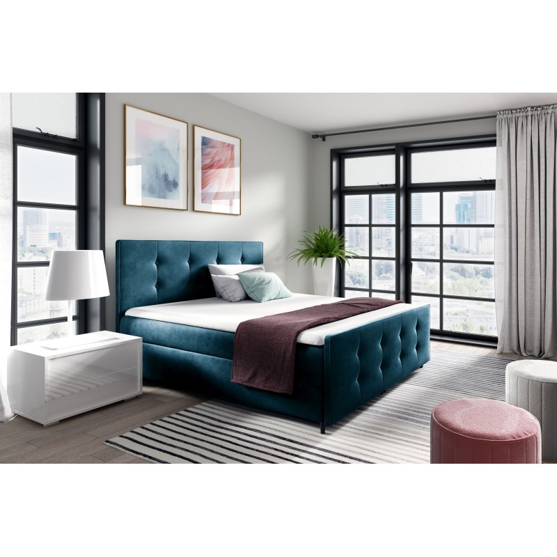 Continental bed Canto with sensory lighting in nan fabric Continental bed Canto with sensory lighting in nan fabric