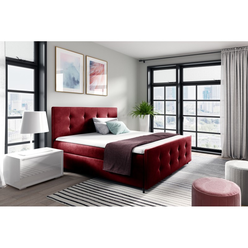 Continental bed Canto with sensory lighting in nan fabric Continental bed Canto with sensory lighting in nan fabric