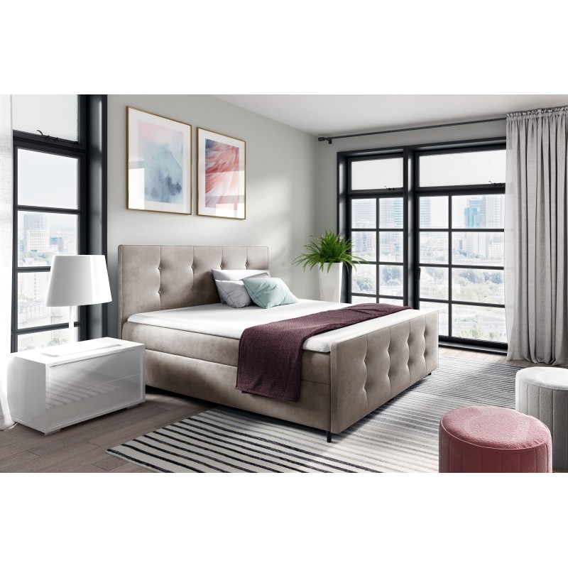 Continental bed Canto with sensory lighting in nan fabric Continental bed Canto with sensory lighting in nan fabric