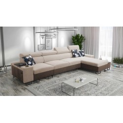 Prestige XII Mini Ecksofa mit Schlaffunktion und USB-Anschluss, weicher Stoff, Freya 210.04 + Tauro 8202 | Ihr Komfortplatz