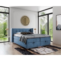 Cama continental Alvo con contenedor para ropa de cama en tela nan