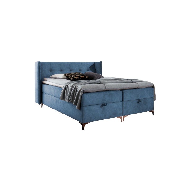 Continental bed Alvo with bedding storage in nan fabric Continental bed Alvo with bedding storage in nan fabric