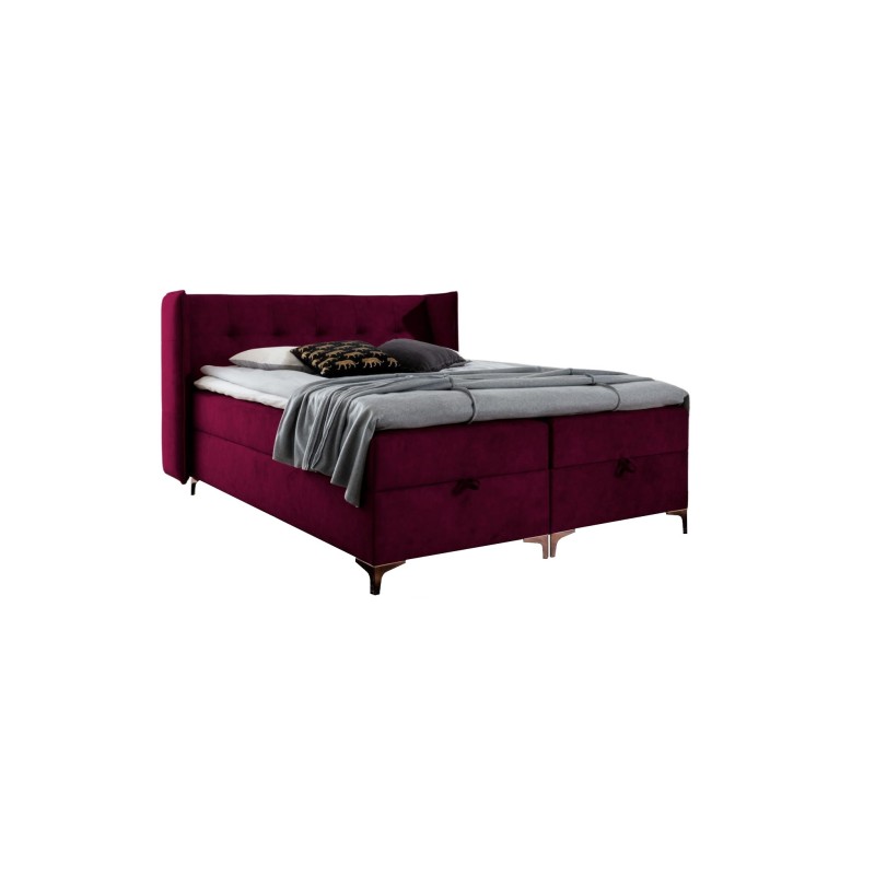 Continental bed Alvo with bedding storage in nan fabric Continental bed Alvo with bedding storage in nan fabric