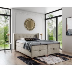 Cama continental Alvo con contenedor para ropa de cama en tela nan