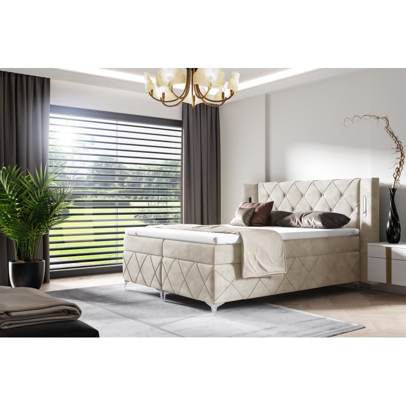 Lavanoz Continental Bed with Sensor Lighting in Nan Fabric | Luxurious Comfort and Elegance Lavanoz Continental Bed with Sensor Lighting in Nan Fabric | Luxurious Comfort and Elegance