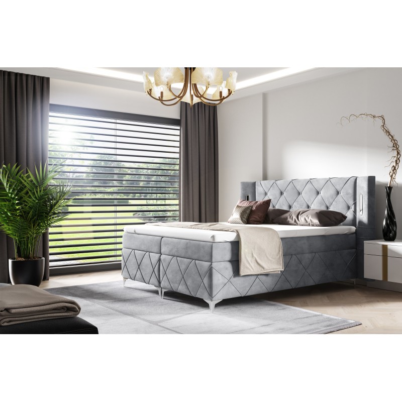 Lavanoz Continental Bed with Sensor Lighting in Nan Fabric | Luxurious Comfort and Elegance Lavanoz Continental Bed with Sensor Lighting in Nan Fabric | Luxurious Comfort and Elegance