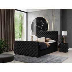 Łóżko kontynentalne Mento pikowane guzikami w tkaninie nan – Komfort i elegancja w jednym