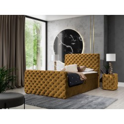 Łóżko kontynentalne Mento pikowane guzikami w tkaninie nan – Komfort i elegancja w jednym