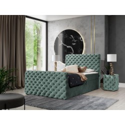 Łóżko kontynentalne Mento pikowane guzikami w tkaninie nan – Komfort i elegancja w jednym