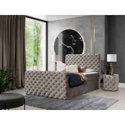 Das kontinentale Bett Mento, mit Knöpfen gepolstert in Nan-Stoff – Komfort und Eleganz in einem