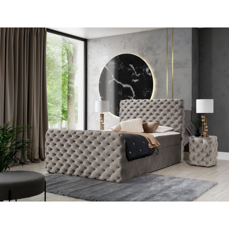 The Mento continental bed, button-tufted in nan fabric – Comfort and elegance in one