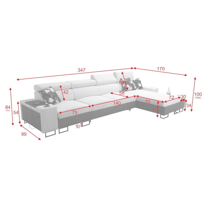 Prestige XII Mini Ecksofa mit Schlaffunktion und USB-Anschluss, Stoff Weich im Griff, Freya 210.02 + Tauro 8202 | Dein Komfortpl Prestige XII Mini Ecksofa mit Schlaffunktion und USB-Anschluss, Stoff Weich im Griff, Freya 210.02 + Tauro 8202 | Dein Komfortpl