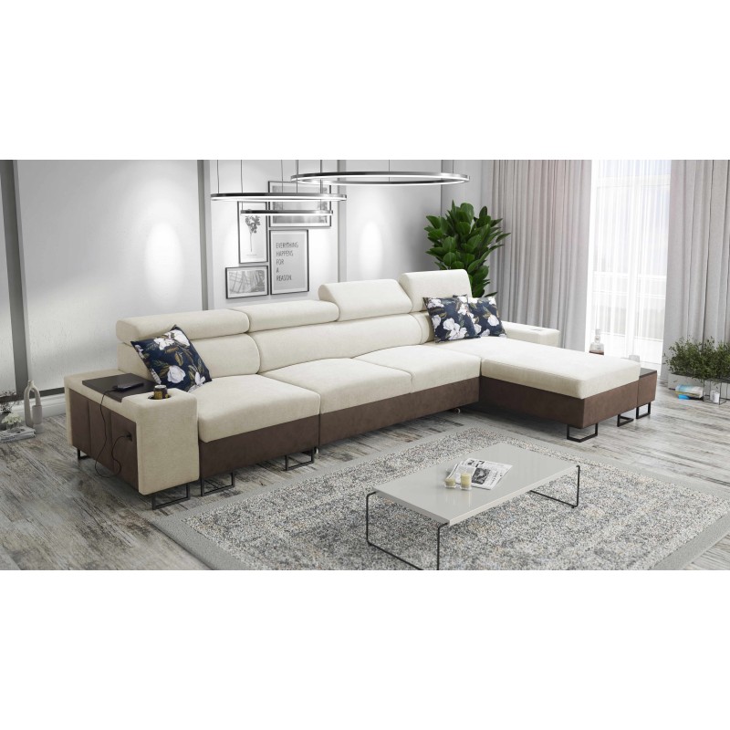 Esquina Prestige XII Mini con función de cama y puerto USB, tela suave al tacto, Freya 210.02 + Tauro 8202 | Tu Lugar de Confort