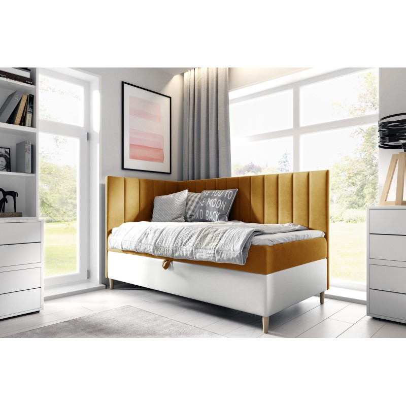 Meta-Titel: Jugendbett Vitro III mit Bettkasten | Stoff Fresh 1 | Funktional und Elegant
