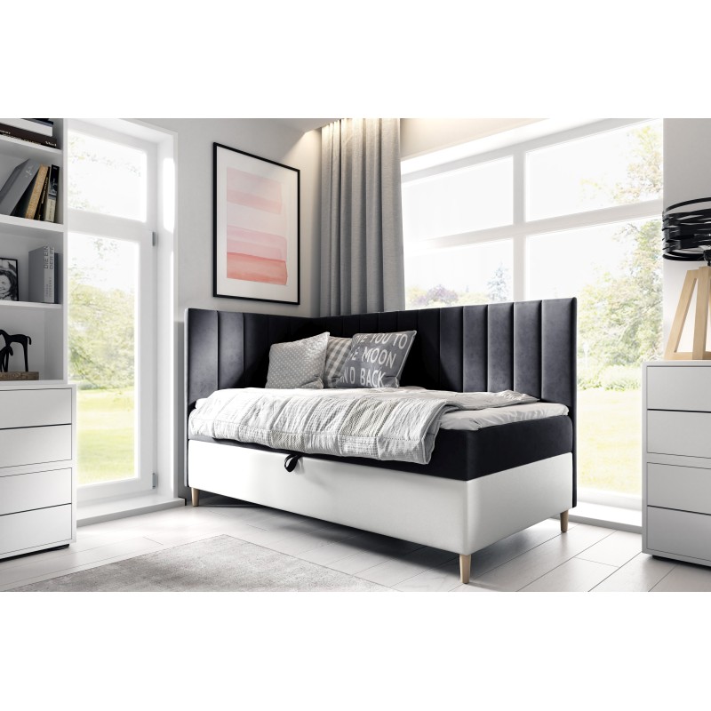 Meta-Titel: Jugendbett Vitro III mit Bettkasten | Stoff Fresh 1 | Funktional und Elegant