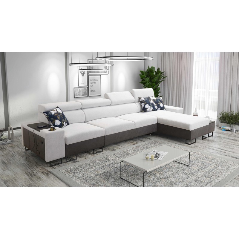 Prestige XII Mini Ecksofa mit Schlaffunktion und USB-Anschluss, Stoff Weich im Griff, Freya 210.18 + Tauro 8207 | Dein Komfortpl