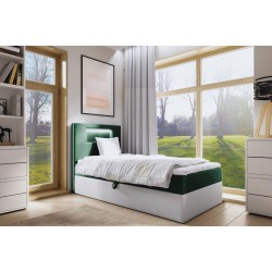 Cama Niva I con iluminación led y contenedor para ropa de cama.