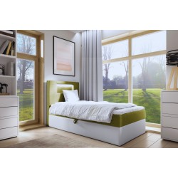 Cama Niva I con iluminación led y contenedor para ropa de cama.