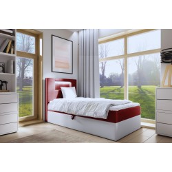 Cama Niva I con iluminación led y contenedor para ropa de cama.