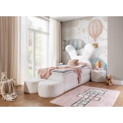 Rabbit children's bed with a bedding container, poufs, and a table in fabric nan 203.01 – sleep comfort for your child