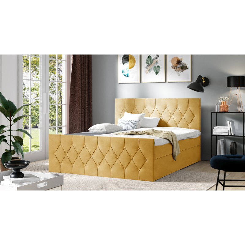 Cama continental Zoren Lux con contenedor para ropa de cama, tela Alove 07
