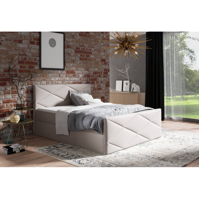 Cama continental Luvero Lux con contenedor para ropa de cama, tela Rico 01 Cama continental Luvero Lux con contenedor para ropa de cama, tela Rico 01