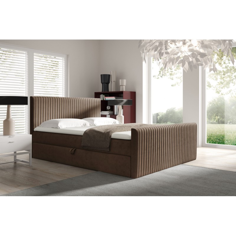 Cama continental Elven con contenedor para ropa de cama, tela Fresh 4