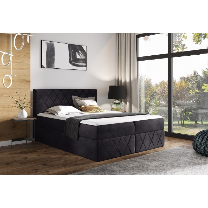 Kontinentales Bett Rinovo Lux mit Bettkasten Stoff Kronos 07