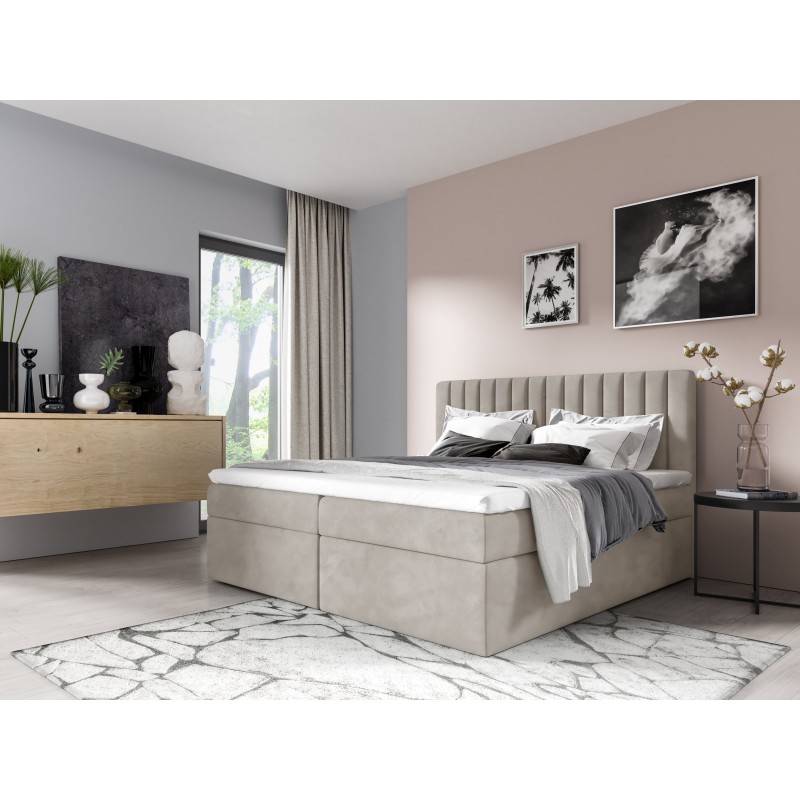 Continental bed Jorvo with bedding storage in Fresh 01 fabric