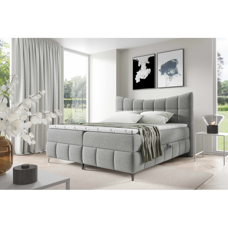 Cama continental Orivo con contenedor para ropa de cama, tela Aragon 80 Cama continental Orivo con contenedor para ropa de cama, tela Aragon 80