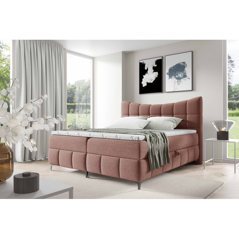 Orivo continental bed with a bedding container, fabric Aragon 62
