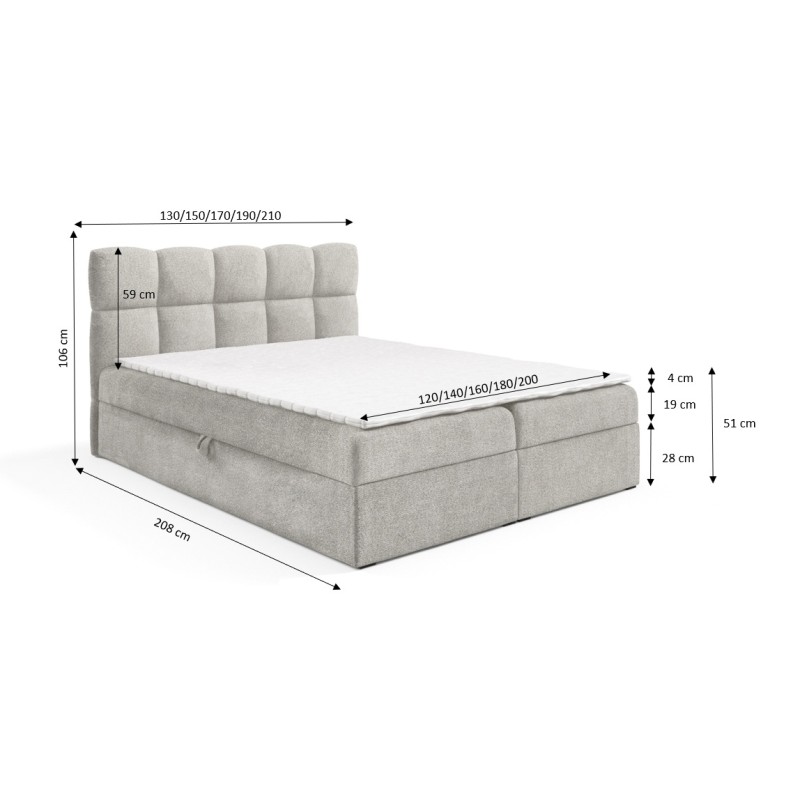 Orivo continental bed with a storage container for bedding, fabric Coral 60 Orivo continental bed with a storage container for bedding, fabric Coral 60