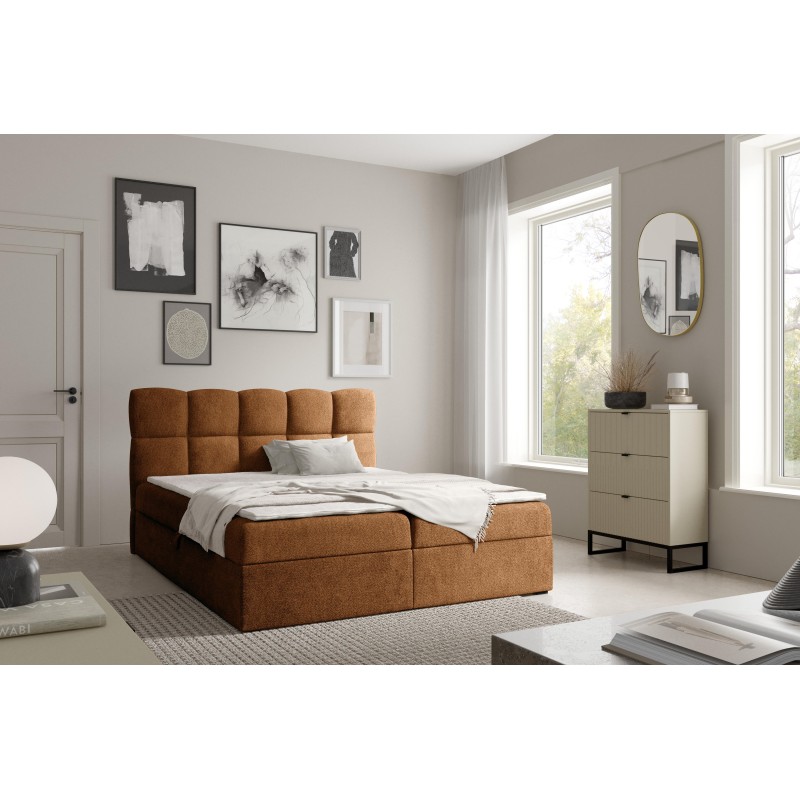 Orivo continental bed with bedding storage, fabric Coral 35 Orivo continental bed with bedding storage, fabric Coral 35