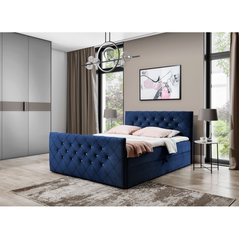 Nomero continental bed with bedding storage in Riviera 81 fabric Nomero continental bed with bedding storage in Riviera 81 fabric