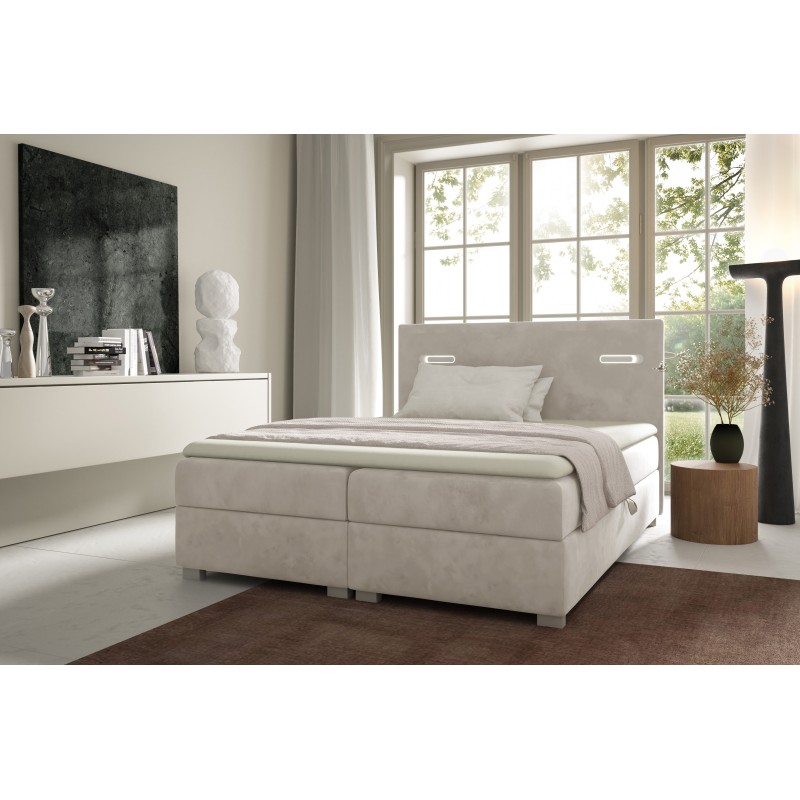 Cavon continental bed with sensory lighting and a bedding container, fabric Fresh 01 Cavon continental bed with sensory lighting and a bedding container, fabric Fresh 01
