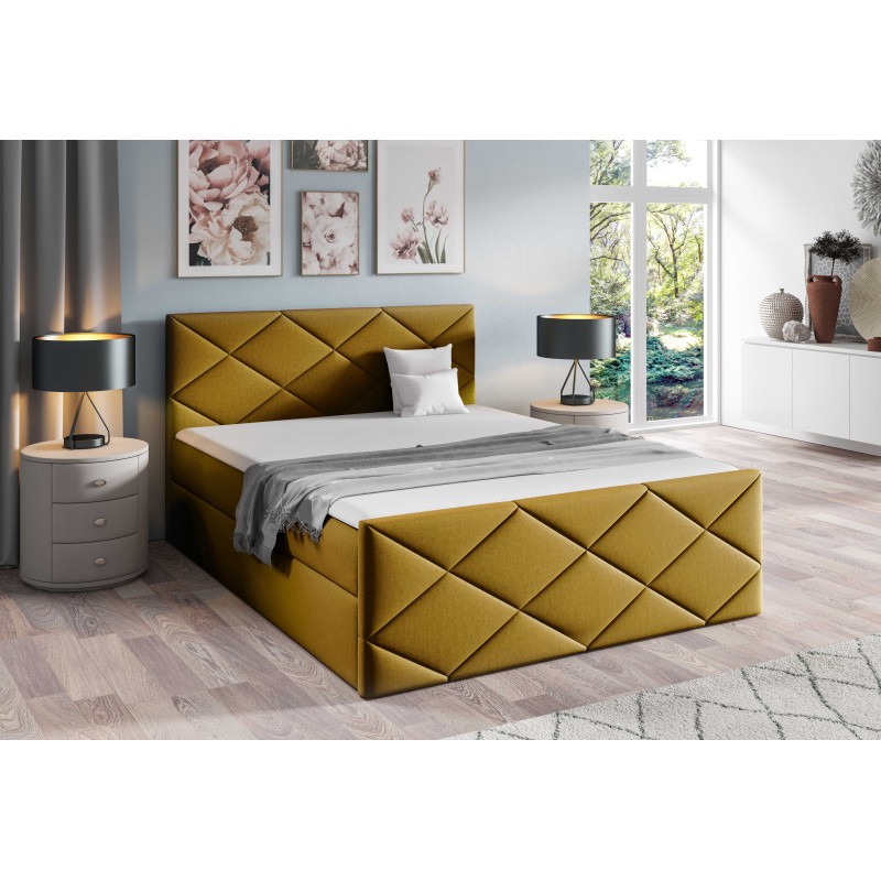 Kontinentalbett Koro mit Bettkasten Stoff Monolith 48