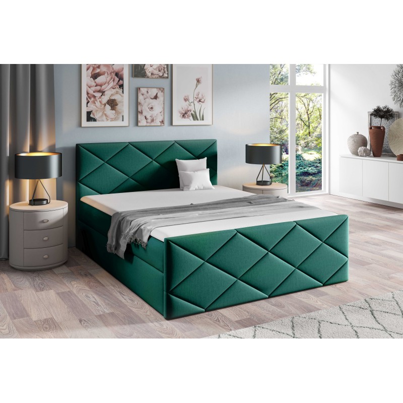Kontinentales Bett Koro mit Bettkasten Stoff Monolith 37