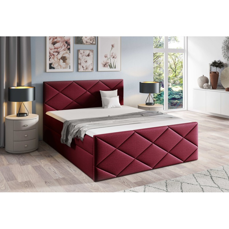 Cama continental Koro con contenedor para ropa de cama, tela Fancy 59. Cama continental Koro con contenedor para ropa de cama, tela Fancy 59.
