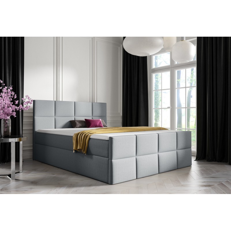 Kontinentalbett Mivaro mit Bettkasten, Stoff Monolith 84