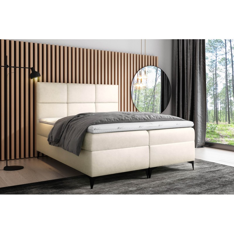 Cama continental Qurio con caja de almacenamiento para ropa de cama, tela Magic velvet 2256.