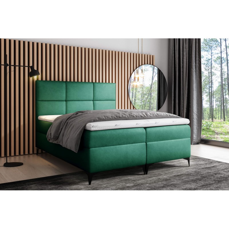 Cama continental Qurio con contenedor para ropa de cama, tela Magic Velvet 2225