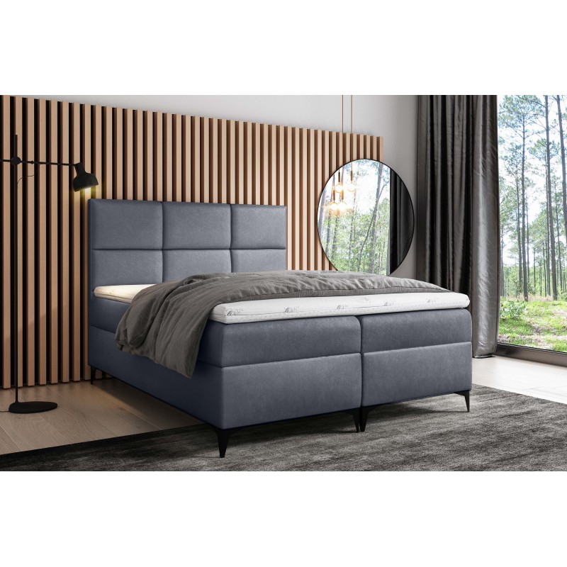 Cama continental Qurio con contenedor para ropa de cama, tela Fancy 90
