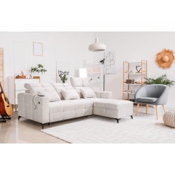 Luxus-Ecksofa Zeni mit Schlaffunktion im Samtstoff, Wave 1 | Ihr Ort des Komforts