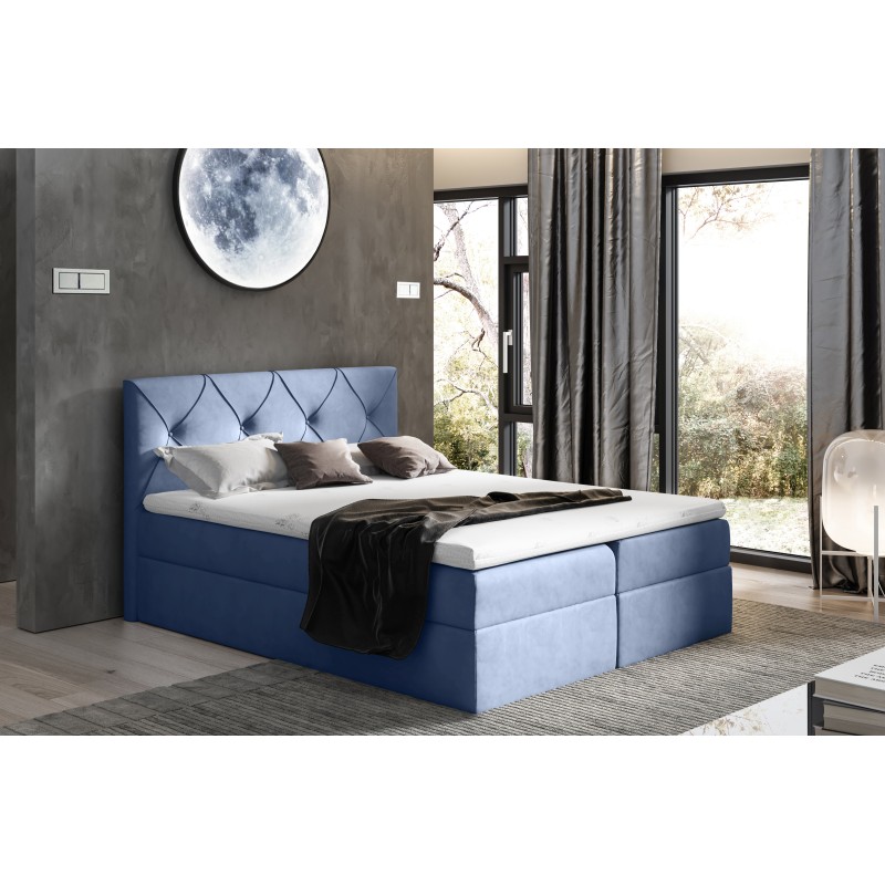 Continental bed Virox with bedding storage, fabric Matt Velvet 74