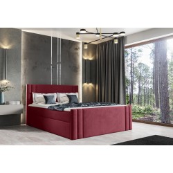 Cama continental Sovo con contenedor para ropa de cama, tela Amor velvet 4307