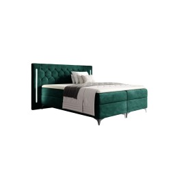 Cama continental Arius con acolchado decorativo y luz LED en el cabecero, tela Monolith 37 Cama continental Arius con acolchado decorativo y luz LED en el cabecero, tela Monolith 37