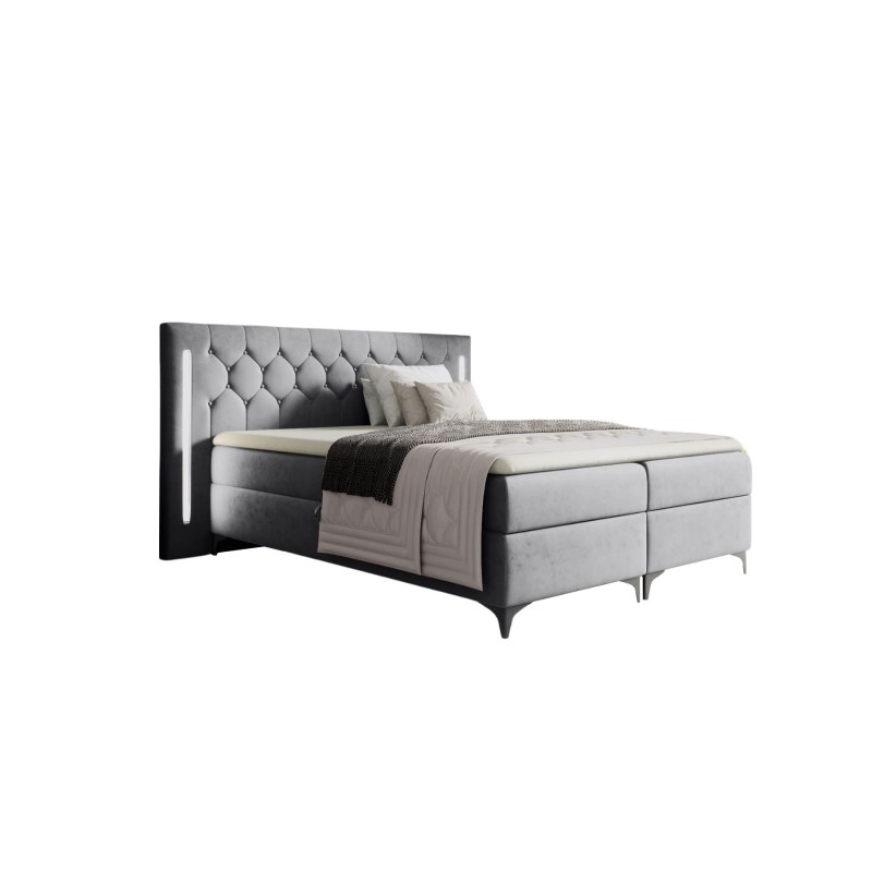 Cama continental Arius Acolchado decorativo con iluminación LED en el cabecero tela Fresh 32 Cama continental Arius Acolchado decorativo con iluminación LED en el cabecero tela Fresh 32