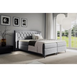 Cama continental Arius Acolchado decorativo con iluminación LED en el cabecero tela Fresh 32